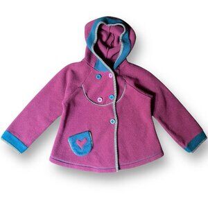 Gypsy and Loic Girls Fleece Hoodie Jacket Sz 5T Purple Blue Upcycled Fabric Coat